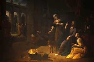 Painting depicting Jesus with sisters Mary and Martha, Saint Gervias-Saint Protais church Painting depicting Jesus with sisters Mary and Martha, Saint Gervias-Saint Protais church