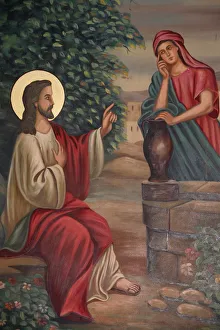 Painting of Jesus and the Samaritan woman, St. Anthony Coptic church, Jerusalem, Israel Painting of Jesus and the Samaritan woman, St. Anthony Coptic church, Jerusalem, Israel