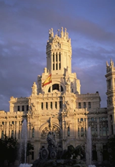 Spanish Historical Buildings Prints: Palacio de Comunicaciones at sunset