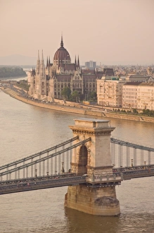 Panorama of city at sunset with neo-gothic Hungarian Parliament building Panorama of city at sunset with neo-gothic Hungarian Parliament building
