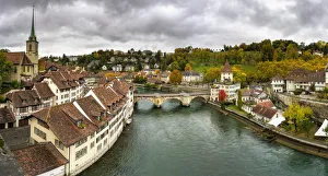 Panoramic of Aare River and Untertorbrucke bridge in the Old Town (Altstadt), Bern Panoramic of Aare River and Untertorbrucke bridge in the Old Town (Altstadt), Bern
