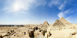 Great Pyramid Of Giza Prints: Panoramic view of the Great Pyramid of Giza complex