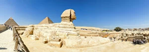 Historic Cairo Collection: Panoramic view of the Sphinx and the Great Pyramid of Giza, the oldest of the Seven Wonders of