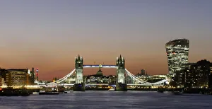England Cityscape Photography Prints: Panoramic view of Tower Bridge framing St