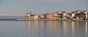 Prints of Panoramic view along the waterfront of Piran, Slovenia, Europe Slovenia Prints: Piran Waterfront Print