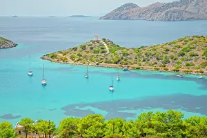 Images Dated 3rd August 2025: Panormitis Bay Print, High Angle View