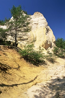 Provençal Landscape Photography Prints: Path beneath cliffs in Colorado Provencal, Rustrel, Vaucluse, Provence, France, Europe
