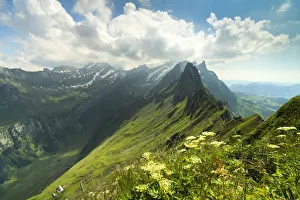 Peak Santis seen from Schafler during summer, Appenzell Innerrhoden, Switzerland, Europe Peak Santis seen from Schafler during summer, Appenzell Innerrhoden, Switzerland, Europe