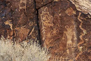Cave Painting Prints: Petroglyphs Print, Parowan Gap, Utah Landscape