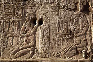 Luxor Egypt Tourism Prints: Pharaoh making an Offering on right