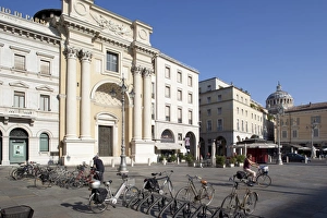 Parma Italy Prints: Piazza Garibaldi, cycles and architecture, Parma, Emilia Romagna, Italy, Europe