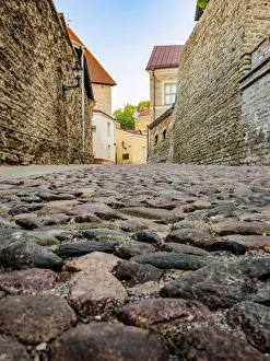Pikk jalg Street Print, Tallinn Old Town Low Angle View