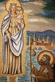 Pilgrim kneeling before the Virgin, Annunciation Basilica, Nazareth, Galilee, Israel Pilgrim kneeling before the Virgin, Annunciation Basilica, Nazareth, Galilee, Israel