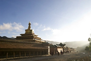 Images Dated 10th January 2000: Pilgrims at Dawn Print, Xiahe Monastery
