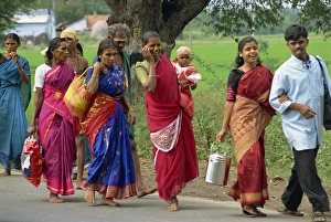 Asian Travel Destinations Prints: Pilgrims on road to temple
