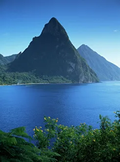 Prints of The Pitons, St. Lucia, Windward Islands, West Indies, Caribbean, Central America Saint Lucia Prints: The Pitons Print - St. Lucia Landscape Photography