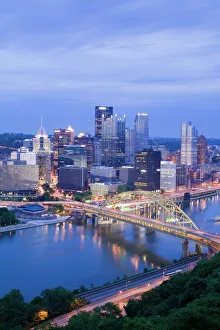 Pittsburgh skyline and Fort Pitt Bridge over the Monongahela River, Pittsburgh Pittsburgh skyline and Fort Pitt Bridge over the Monongahela River, Pittsburgh