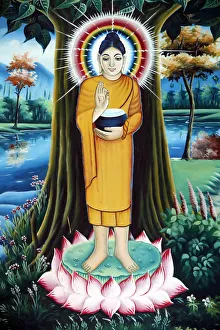 Pitu Khosa Rangsay Buddhist pagoda, painting of the Life of the Buddha Pitu Khosa Rangsay Buddhist pagoda, painting of the Life of the Buddha