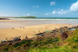 Polzeath Beach Print, Cornwall Coastline