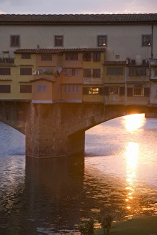 Evening Light In Tuscany Prints: Detail of Ponte Vecchio Bridge in evening light