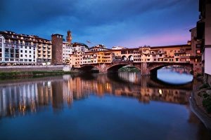 Ponte Vecchio Nighttime Reflection Print, Florence, Italy