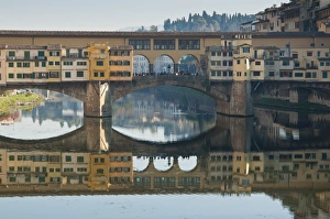 Ponte Vecchio reflected in the River Arno, Florence Print