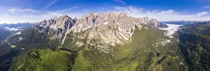 Popera group, Cima Undici, Croda Rossa di Sesto, Passo di Monte Croce, aerial view Popera group, Cima Undici, Croda Rossa di Sesto, Passo di Monte Croce, aerial view