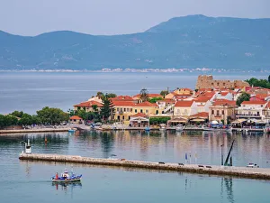 Greek Islands Scenic Views Prints: Port of Pythagoreio, elevated view