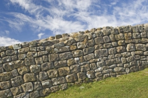 Ancient Roman Architecture Prints: A portion of original Hadrians Wall, chisel marks visible on some stones