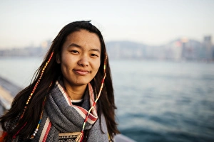 Portrait of young woman, Avenue of Stars, Tsim Sha Tsui Waterfront, Kowloon, Hong Kong Portrait of young woman, Avenue of Stars, Tsim Sha Tsui Waterfront, Kowloon, Hong Kong