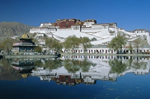 Reflection Photography Prints: The Potala Palace and reflection, Lhasa, Tibet, China, Asia