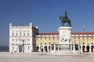 Portugal Tourist Attractions Prints: Praca do Comercio, monument of King Jose I, Baixa, Lisbon, Portugal, Europe