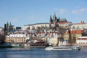 Prague Castle, St. Vitus Cathedral, and view of Malostranska from Charles Bridge Prague Castle, St. Vitus Cathedral, and view of Malostranska from Charles Bridge