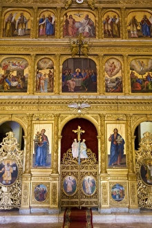 Prints of Praskvica Monastery, interior of the Serbian Orthodox Monastery, Pastrovici Hills near Sveti Stefan, Montenegro, Balkans, Europe Montenegro Prints: Praskvica Monastery Interior Print