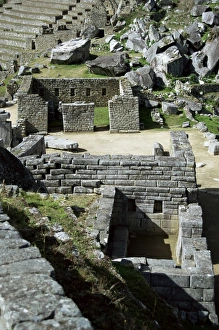 High Angle View Of Machu Picchu Prints: Principal temple