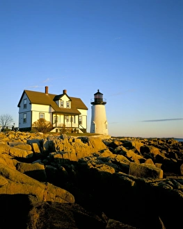 East Coast Travel Destinations Prints: Prospect Harbour Point Light at sunset