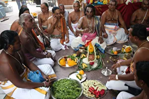 Puja ceremony, Hindu Brahmin priests, Sri Vadapathira Kaliamman Hindu Temple, Singapore Puja ceremony, Hindu Brahmin priests, Sri Vadapathira Kaliamman Hindu Temple, Singapore
