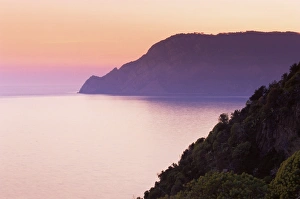 Italian Coastline Views Prints: Punta Mesco at sunset