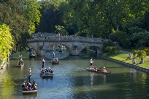 Prints of Punting on The Backs, River Cam, Cambridge, Cambridgeshire, England, United Kingdom, Europe Cambridge Prints: Print of Punting on The Backs, River Cam in Cambridge