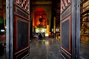 China Temple Architecture Prints: Qingyang Gong monastery temple complex, Chengdu, Sichuan, China, Asia