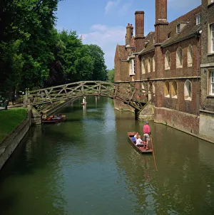 Prints of Queens College and Mathematical bridge, Cambridge, Cambridgeshire, England, United Kingdom, Europe Cambridgeshire Prints: Print of Queens College and Mathematical Bridge