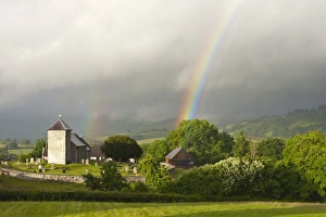 A rainbow over St. Davids Church in the tiny Welsh hamlet of Llanddewir Cwm, Powys A rainbow over St. Davids Church in the tiny Welsh hamlet of Llanddewir Cwm, Powys