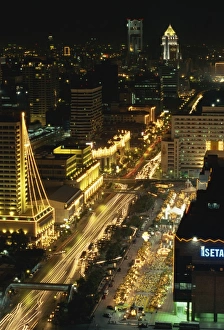 Contemporary Cityscape Images Prints: Ratcha Dami Road at night