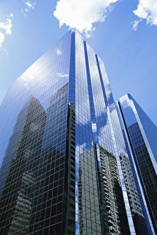Urban Landscape Photography Tips Prints: Reflections in glass of a modern skyscraper, downtown, Calgary, Alberta, Canada