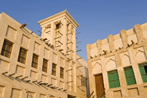 The restored Souq Waqif with mud rendered shops and The restored Souq Waqif with mud rendered shops and