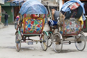 Nepal Tourism Attractions Prints: Rickshaws, Thamel area