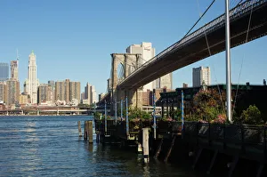 Contemporary Travel Destinations Prints: The River Cafe and Brooklyn Bridge