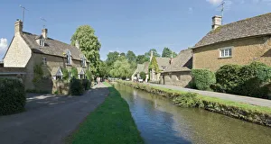 Gloucestershire Travel Destinations Prints: River Eye and Lower Slaughter village, Gloucestershire, The Cotswolds, England