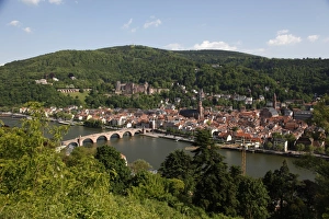 River Neckar, Old Bridge, Old Town and castle, Heidelberg, Baden-Wurttemberg River Neckar, Old Bridge, Old Town and castle, Heidelberg, Baden-Wurttemberg