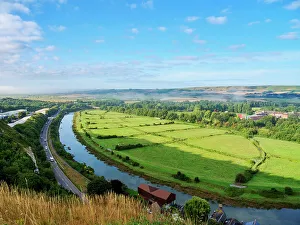 East Sussex Landscape Prints: River Ouse, elevated view, Lewes, East Sussex, England, United Kingdom, Europe